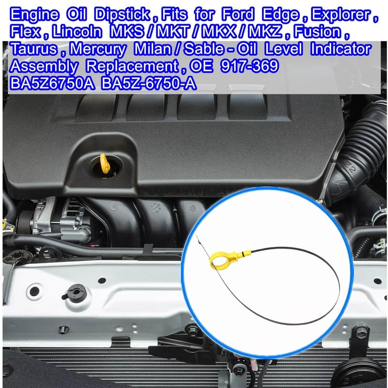 LDCRE مقياس زيت المحرك، يناسب فورد إيدج، إكسبلورر، فليكس، لينكولن MKS/MKT/MKX/MKZ، فيusion، توريز، ميركوري ميلان/سابيل - استبدال مجموعة مؤشر مستوى الزيت، OE 917-369 BA5Z6750A BA5Z-6750-A - Image 2